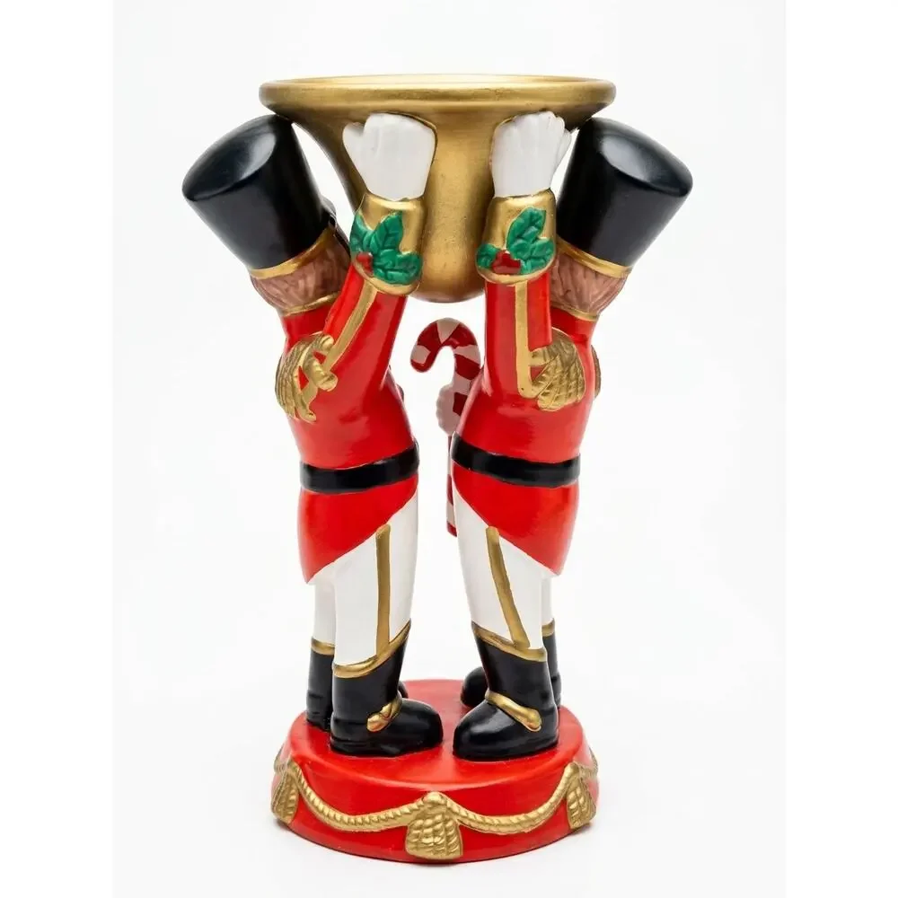 Vintage Ceramic Toy Soldier Candle Holder, Christmas Nutcracker Retro Candy Dish